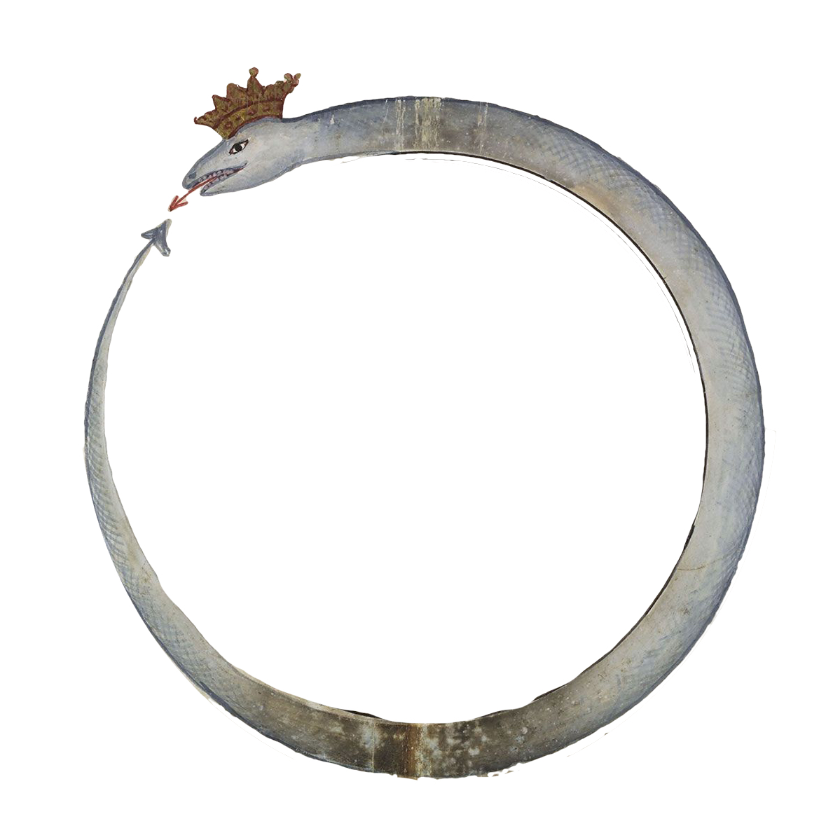 Ancient crowned serpent forming an ouroboros circle.